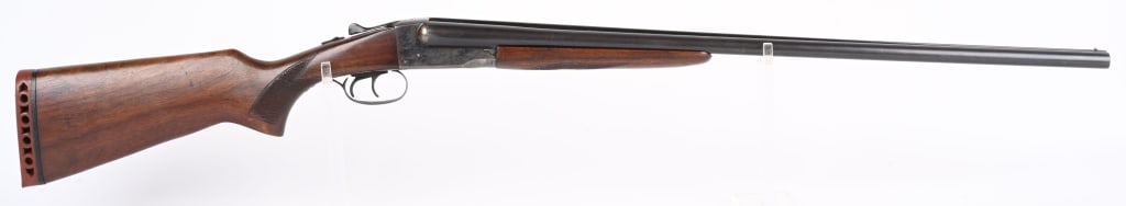 STEVENS SPRINGFIELD SXS 20 GA SHOTGUN: SERIAL NSN. BARRELS 28". GAUGE 20 CHAMBERS 2 3/4". CHOKES IM/CYL. LOP 14 3/4". Case color box lock, blue barrels, double triggers, pistol grip checkered walnut stock with splinter forearm. Added vinta