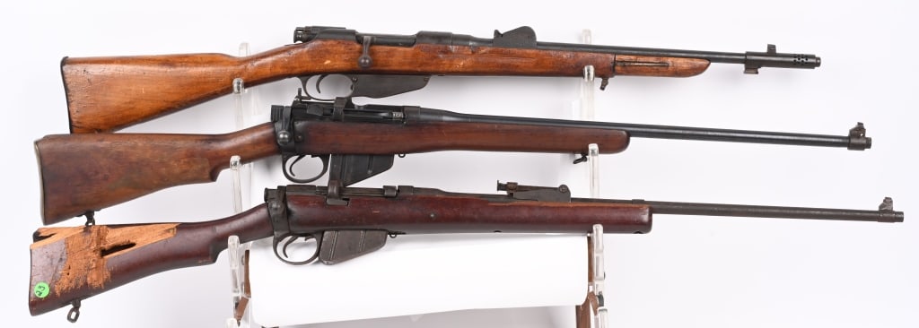 LOT OF 3: BOLT ACTION MILITARY RIFLES: A. Dutch Indonesian Conversion bolt action carbine. SERIAL NUMBER: A6564. CALIBER: .303 BRITISH. BARREL: 18". MANUFACTURED: 1921. Made at the Hamburg Arsenal. This was a KNIL gun that was later conver