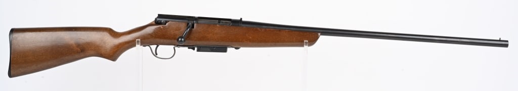 GLENFIELD MODEL 50-20 GA BOLT ACTION SHOTGUN: SERIAL 71371294. BARREL 26" GAUGE 20. CHOKE FULL. CHAMBER 2 3/4". Magazine fed (included) , bolt action, blue finish, hardwood stock. Condition. 98% blue, bright bore, stock has some nicks. Good hunti