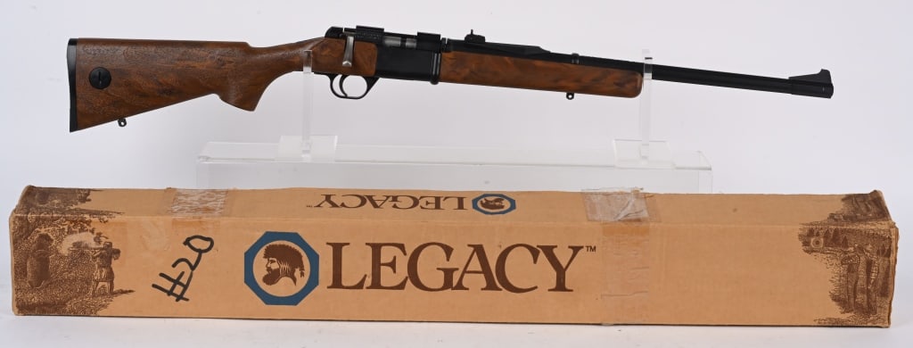 BOXED DAISY LEGACY MODEL 2201 .22 BOLT RIFLE: Daisy Legacy Model 2201 bolt action rifle chambered in .22 caliber with its original box. The rifle was manufactures by Daisy between 1988 - 1991. SERIAL AA0005536. CALIBER .22RF. Lustran ABS stock, a