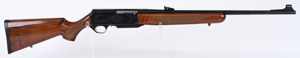 BROWNING BAR II SAFARI GRADE SEMI AUTO RIFLE .270: SERIAL NUMBER: 107NV01162. BARREL: 23". CALIBER: .270 WIN. MANUFACTURED: 1995. Made in Belgium and assembled in Portugal. Swing down magazine. Factory hooded blade front sight and adjustable u-notch r