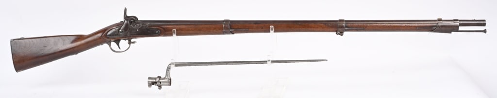 U.S. MODEL 1816 .69 CAL, MUSKET BY A.W. WATERS: SERIAL NUMBER N/A BARREL 42" CALIBER .69 SMOOTHBORE MANUFACTURED 1833. Type 3 Model 1816 musket by A.W Waters of Millbury Mass, Bolster conversion to percussion. Lock marked US A.W. WATERS and tail ma