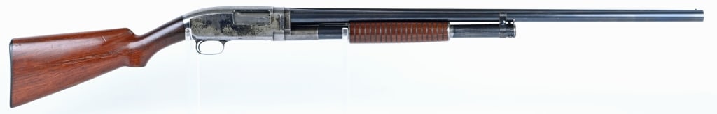 WINCHESTER MODEL 1912 PUMP 12 GA, W/ SOLID RIB: SERIAL NUMBER 53914 BARREL 30" CALIBER 12 GAUGE MANUFACTURED 1914. Blue finished with solid rib with single sight bead. Barrel marked "NICKEL STEEL -WINCHESTER -MOD, 1912 -12GA." Varnished pistol grip