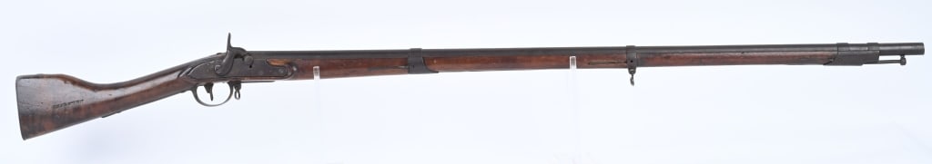 J. HENRY MARKED 1795 DELAWARE MARKED MUSKET: SERIAL NUMBER N/A BARREL 44" CALIBER 79 SMOOTHBORE MANUFACTURED 1795-1800. Delaware marked 1795-1808 pattern musket with percussion conversion. J. Henry of Philadelphia is known for his state and US G