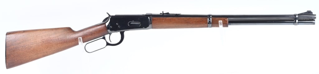 PRE WAR WINCHESTER MODEL 94 CARBINE: SERIAL 1302851. BARREL 20". CALIBER 30-30. MADE IN 1941. Standard blue finish, full magazine, ramp front sight, walnut stocks, checkered butt plate. Condition. 95% reapplied blue on metal. Wood excell