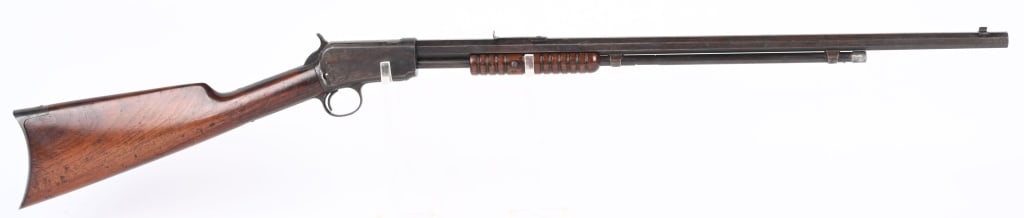 WINCHESTER 2ND MODEL 1890 22 SHORT RIFLE: SERIAL NUMBER 78413 BARREL 24" CALIBER .22 SHORT MANUFACTURED 1899. Octagon barrel with 2 line Winchester address on top flat and marked 22 short on chamber. Varnished walnut stock with crescent butt 