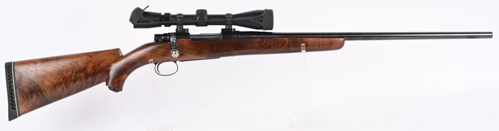 SPANISH MAUSER SPORTER .308 WIN WITH SCOPE: SERIAL NUMBER: 4051. BARREL: 24". CALIBER: .308 WIN. MANUFACTURED: 1930S. Spanish military Mauser turned into a sporting rifle, with no iron sights and a Leupold Rifleman 3-9X40 Scope. Barrel looks to