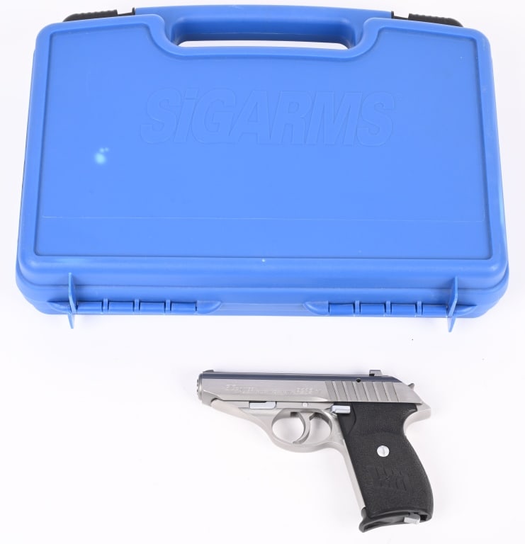 SIG SAUER MODEL P232 SL SEMI AUTO PISTOL: SERIAL NUMBER: S245938. BARREL: 3-1/2". CALIBER: .380 ACP. MANUFACTURED: 2002. Made in Germany, with standard markings and features. Factory 3-dot sights, stainless finish and textured black plastic g