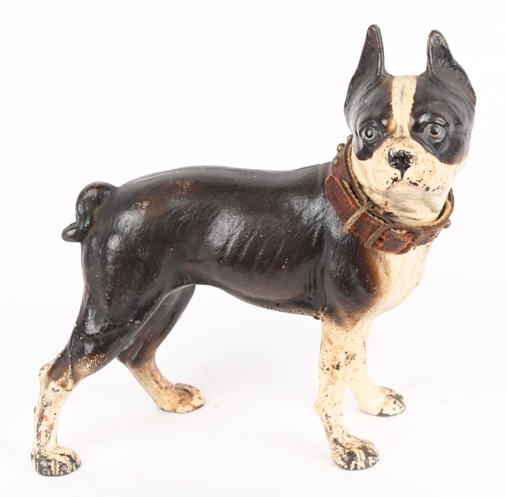 VINDEX CAST IRON BOSTON TERRIER DOOR STOP: Very clean all original with nice paint. 14" Excellent