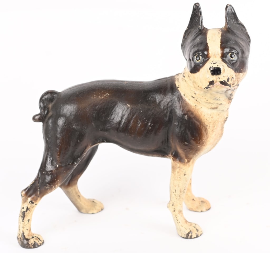 VINDEX CAST IRON BOSTON TERRIER DOOR STOP: Very clean all original with nice paint. 13" Excellent
