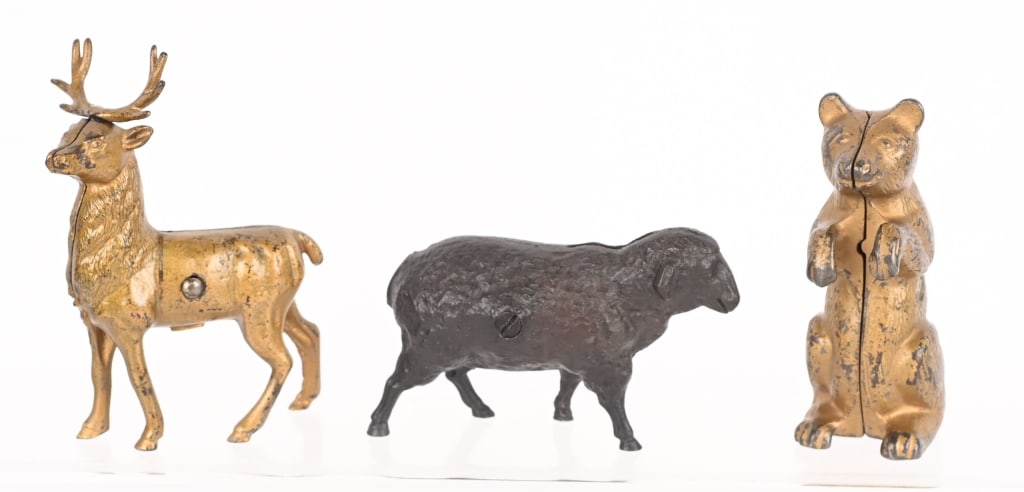 3- CAST IRON ANIMAL STILL BANKS (1 of 2)