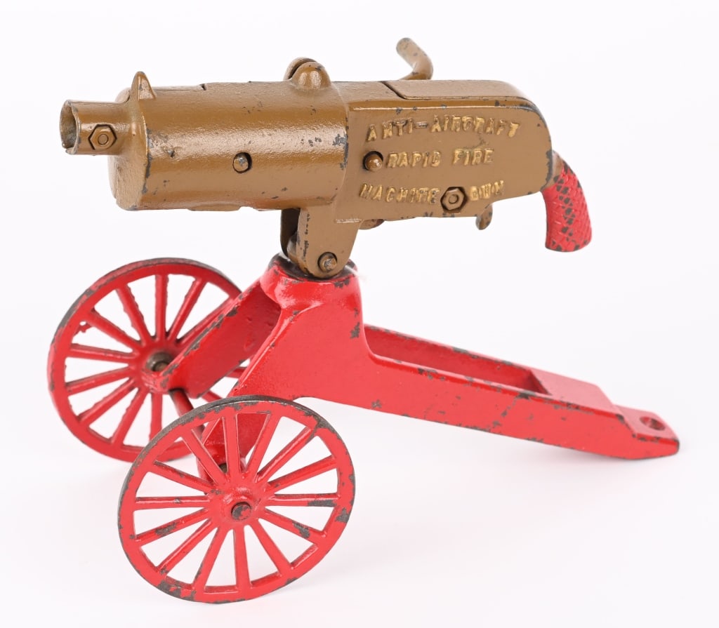 CAST IRON ANIT-AIRCRAFT GUN: All original and works. Has nice paint. 8 1/2" Excellent