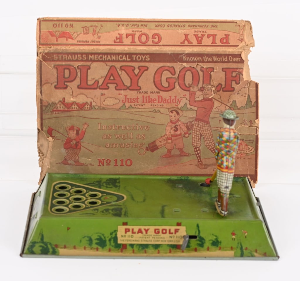 STRAUSS TIN WINDUP PLAY GOLF w/ BOX (1 of 6)