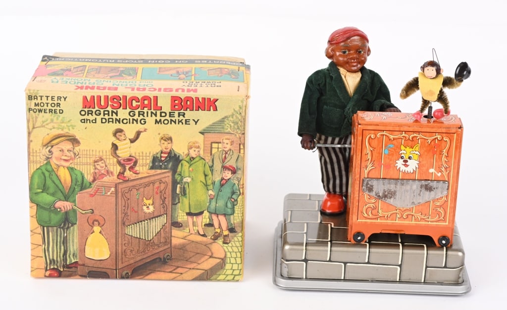 JAPAN BATTERY OP ORGAN GRINDER & MONKEY BANK (1 of 7)