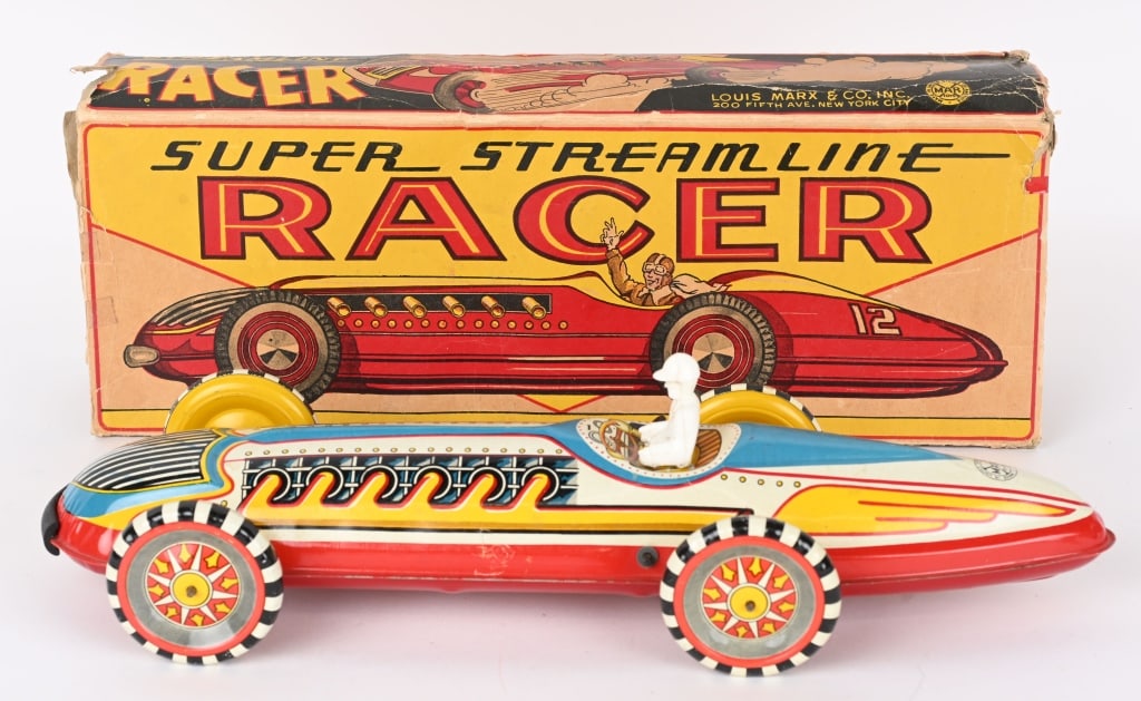 MARX TIN WINDUP SUPER STREAMLINE RACER w/ BOX (1 of 7)