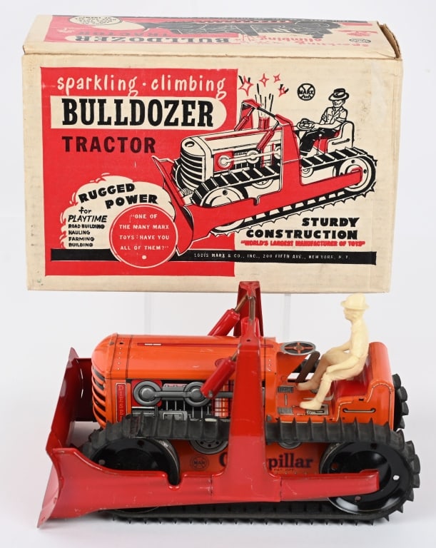 MARX TIN WINDUP SPARKLING CLIMBING TRACTOR w/ BOX (1 of 5)