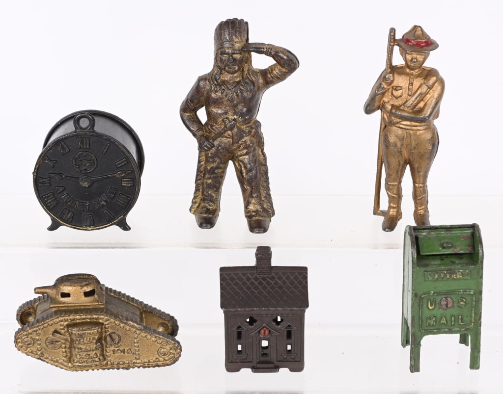 LOT OF CAST IRON STILL BANKS (1 of 2)