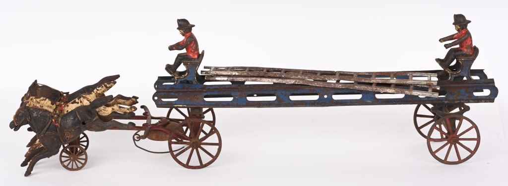 WILKINS CAST IRON FIRE LADDER WAGON 26" (1 of 6)