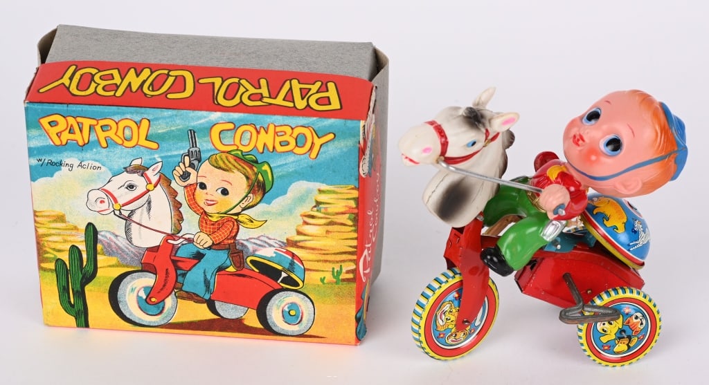 JAPAN TIN & CLULLOID PATROL COWBOY w/ BOX (1 of 5)