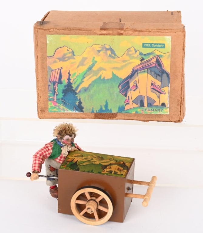 GERMAN HEDGEHOG ORGAN GRINDER w/ BOX (1 of 5)