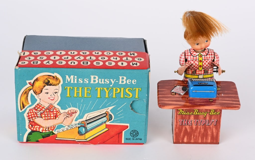 JAPAN WINDUP MISS BUSY-BEE TYPIST w/ BOX (1 of 4)