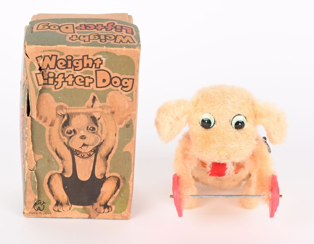 JAPAN WINDUP DOG WEIGHT LIFTER w/ BOX (1 of 3)