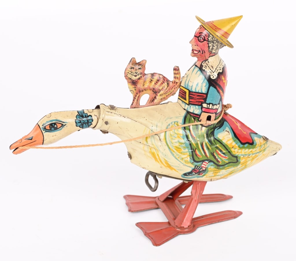 MARX TIN WINDUP WITCH ON GOOSE (1 of 3)