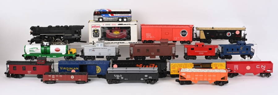 LARGE LOT O GAUGE ROLLING STOCK and MORE: Lot includes Lionel, Atlas, Rivarossi and more. Condition varies, AS-IS