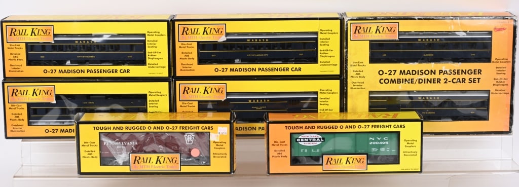 8- RAIL KING O GAUGE WABASH & FREUGHT CARS w/ BOX (1 of 4)