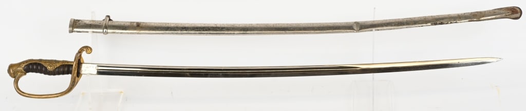 WWII JAPANESE ARMY OFFICERS SWORD W/ SCABBARD WW2: World War Two Japanese Officer dress sword that measures 36" overall with a 28 1/2" blade. The blade is in overall very good condition. Grips are intact with wire and the guard is in excellent conditi