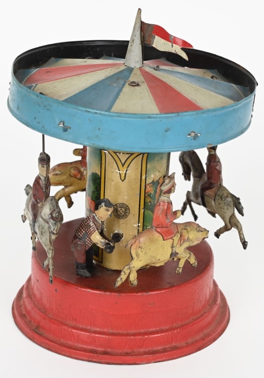 GUNTHERMANN TIN WINDUP PIG & HORSE CAROUSEL (1 of 4)