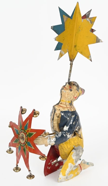 GERMAN HAND PAINTED TIN W/U CLOWN SPINNERS (1 of 5)
