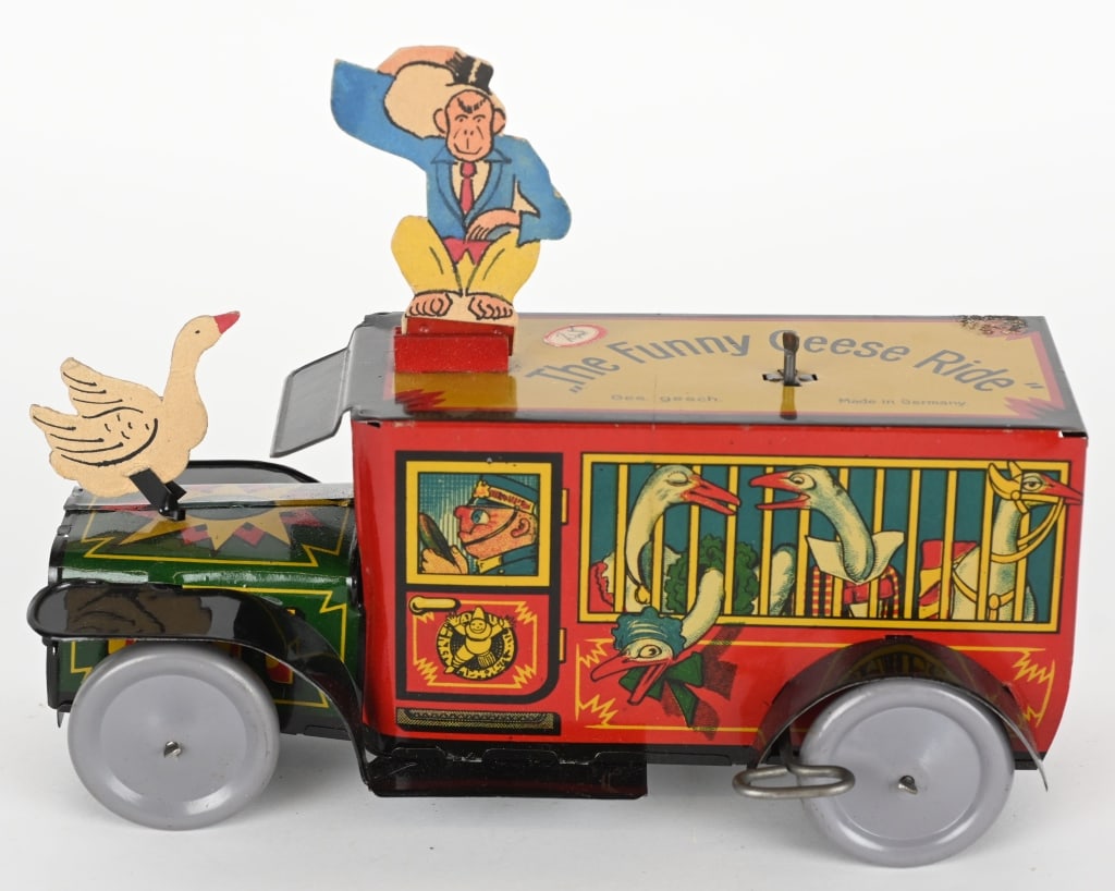 GERMAN TIN WINDUP FUNNY GEESE RIDE TRUCK (1 of 7)
