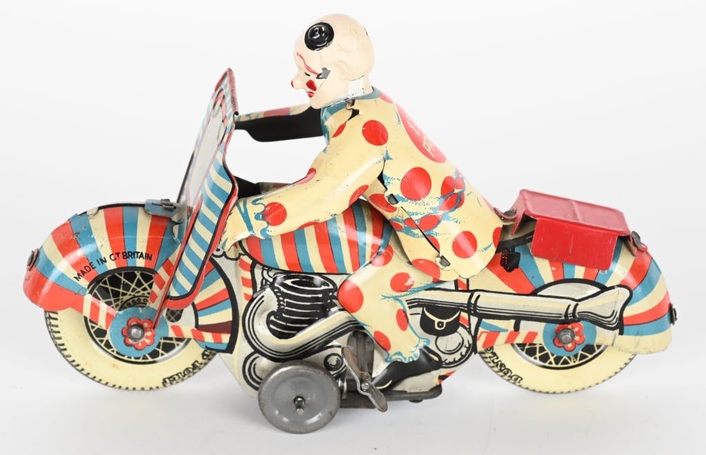 METTOY TIN WINDUP 1ST PRIZE CLOWN MOTORCYCLE (1 of 6)