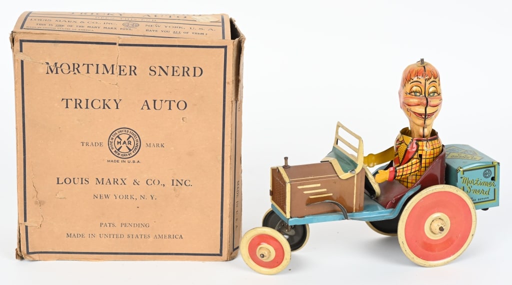 MARX TIN WINDUP MORTIMER SNERD TRICKY AUTO w/ BOX (1 of 9)