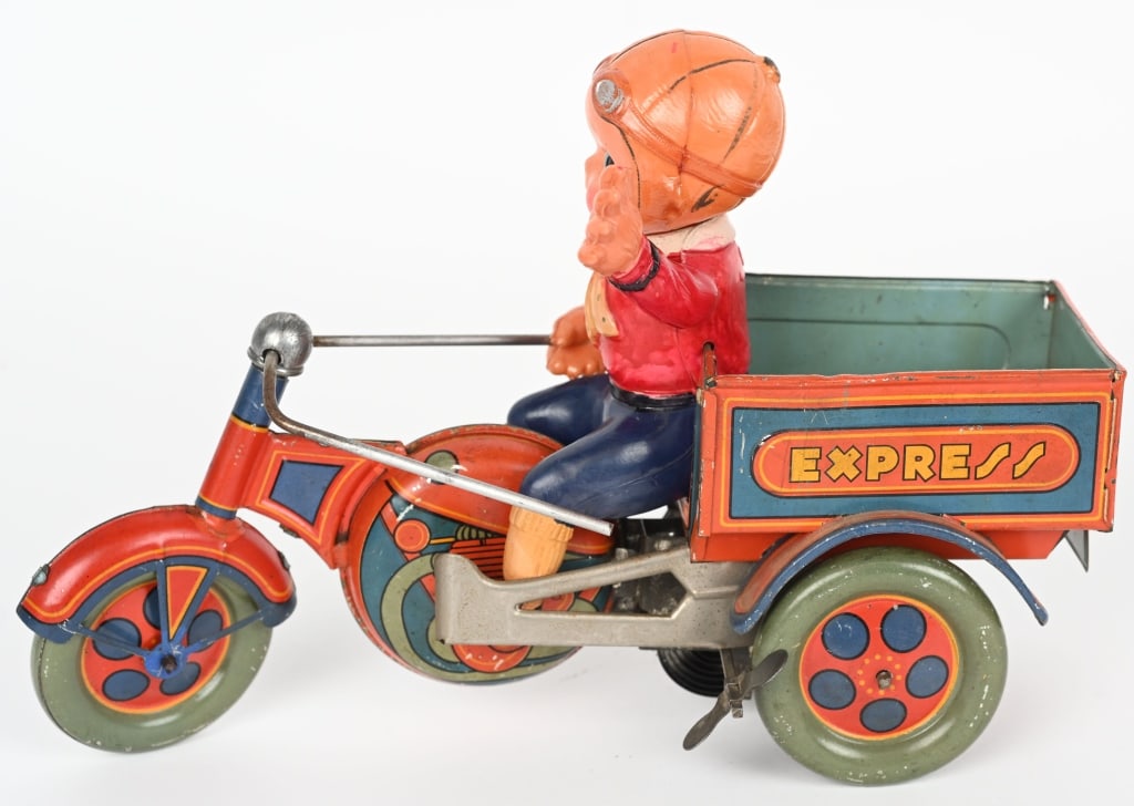 PRE-WAR JAPAN TIN & CELLULOID EXPRESS MOTORCYCLE (1 of 6)