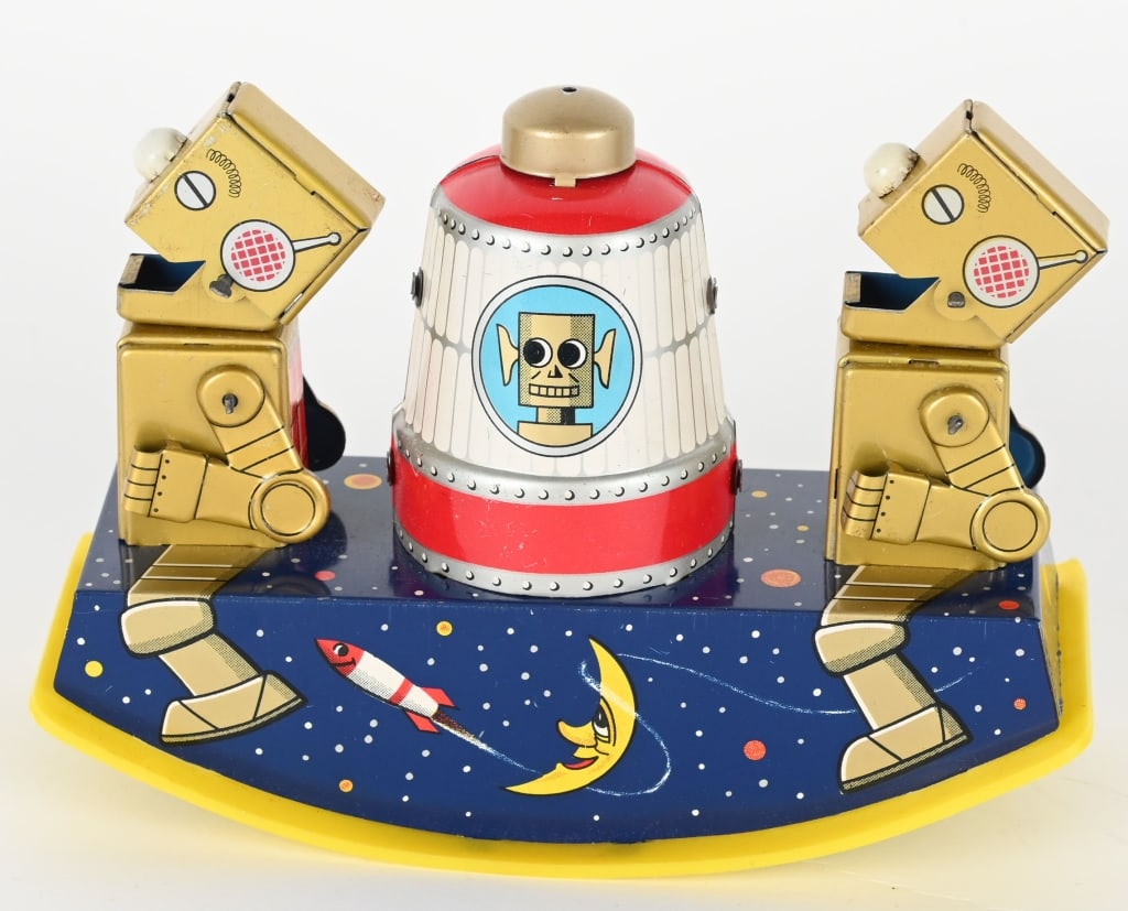 M TIN WINDUP SPACE KIDDY "ROBOT SEE SAW" (1 of 6)