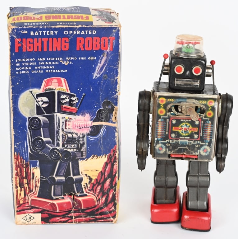 JAPAN BATTERY OP FIGHTING ROBOT w/ BOX (1 of 8)