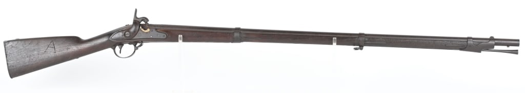 US MODEL 1835/40 HARPERS FERRY ALTERED MUSKET: BARREL 42". CALIBER .69. This arsenal altered flintlock was done by Harpers Ferry and their lock is dated 1841 with eagle. Besides the conversion to percussion, balance of rifle remains standard with