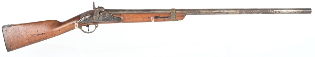 POTTSDAM MODEL 1809 MUSKET DATED 1826: BARREL 32 1/2", CALIBER .72. This is an arsenal conversion to percussion that was later shortened. The lock and barrel breech are both dated 1826. The lock action is tight. The musket has brass hardwa