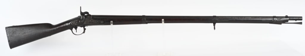 US SPRINGFIELD MODEL 1840 CONVERTED MUSKET: BARREL 42" .CALIBER .69. This musket is dated 1848 on lock with Springfield and US eagle. It has the bolster style conversion. Barrel breech has VP with eagle head. Features three barrel bands, swivel