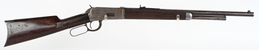 WINCHESTER MODEL 1894 LEVER ACTION RIFLE-1897: SERIAL78121. BARREL 20.5" CALIBER 32-40. MADE IN 1897. Full round barrel, half magazine, semi buckhorn rear sight, walnut stocks, rifle butt plate, blue finish. Condition. Barrel & magazine have been