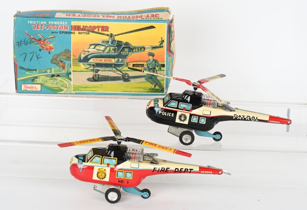 JAPAN TIN FRICTION JET-PISTON HELICOPTERS w/ BOX (1 of 7)