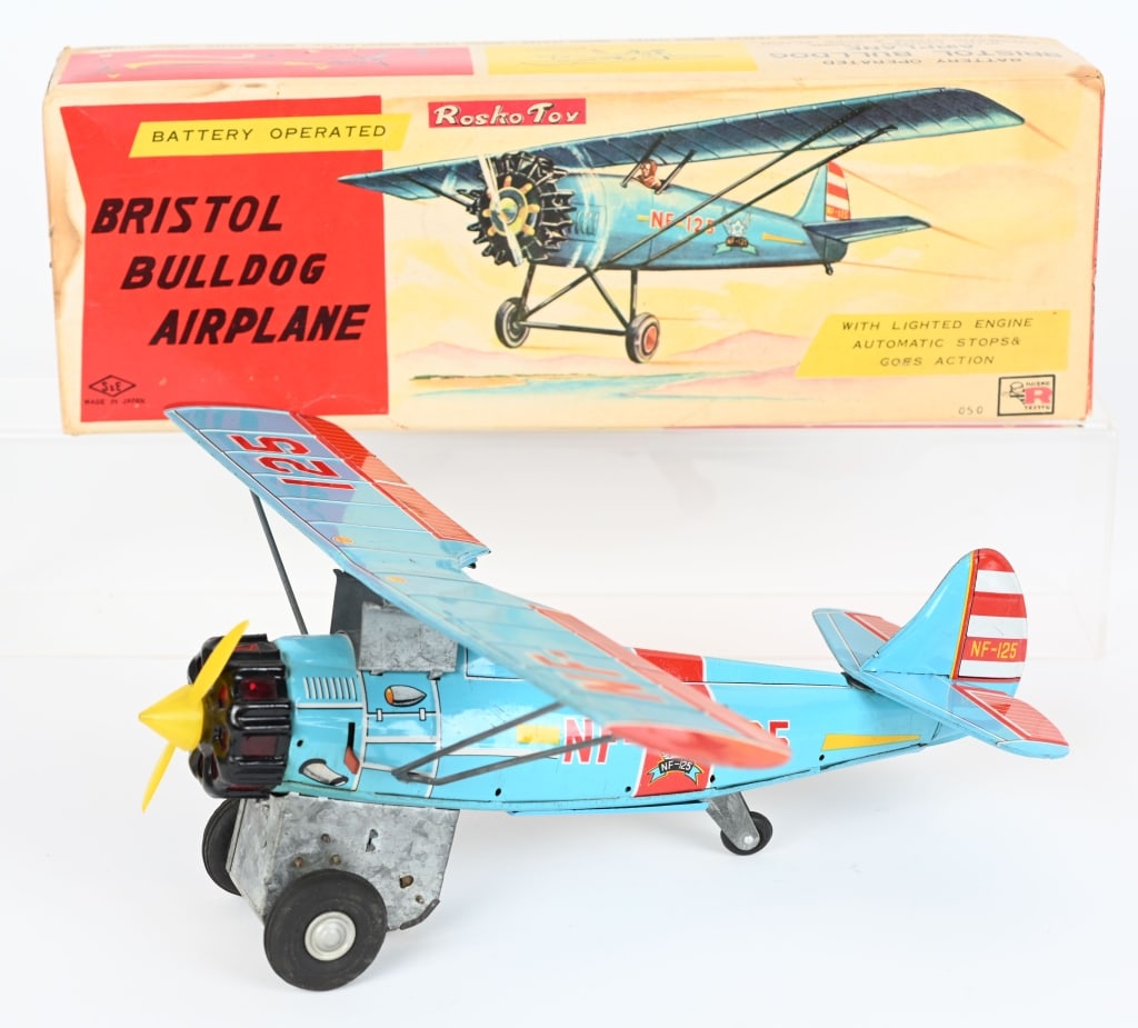 JAPAN BATTERY OP BRISTOL BULLDOG AIRPLANE w/ BOX (1 of 7)