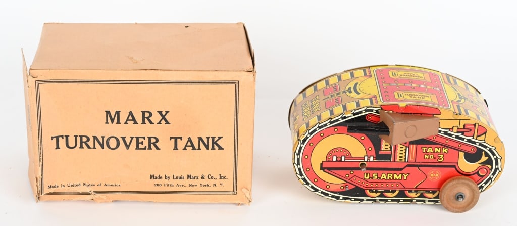 MARX TIN WINDUP TURNOVER TANK w/ BOX (1 of 7)
