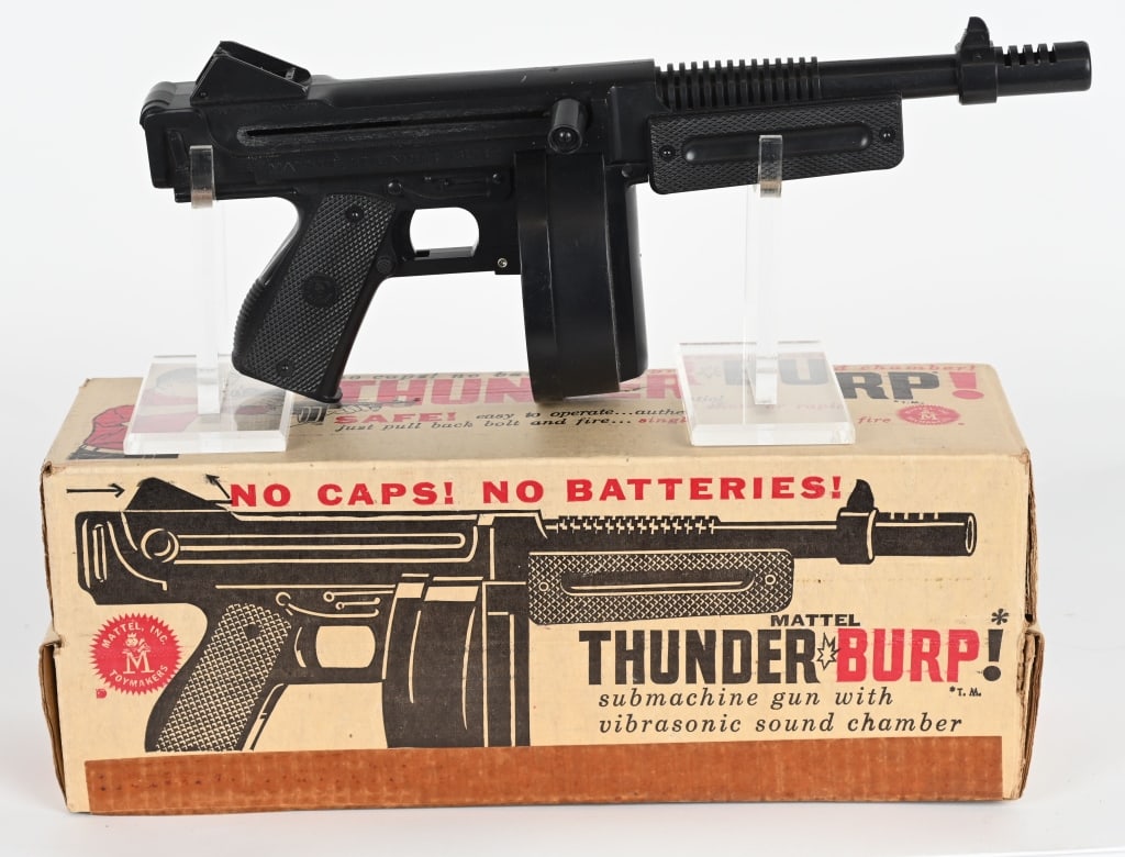 MATTEL THUNDER BURP GUN w/ BOX: New Old Stock in Box 16" Excellent