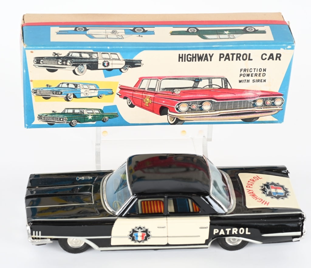 JAPAN TIN FRICTION HIGHWAY PATROL CAR w/ BOX (1 of 7)