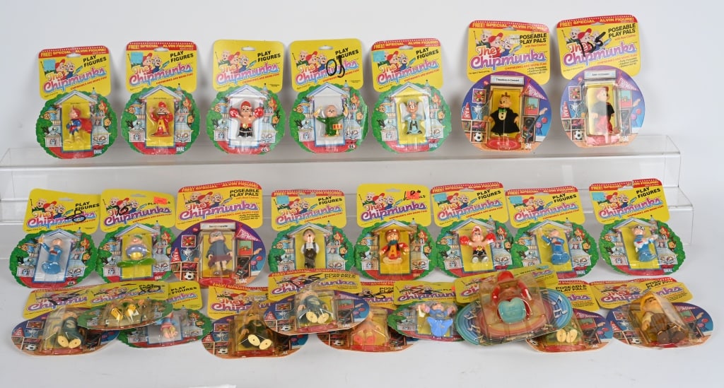 25- IDEAL CHIPMUNKS & CHIPETTES FIGURES MOC: Includes Playfigures, Posable Figures, and Windup Figures. All sealed in Cards. Excellent