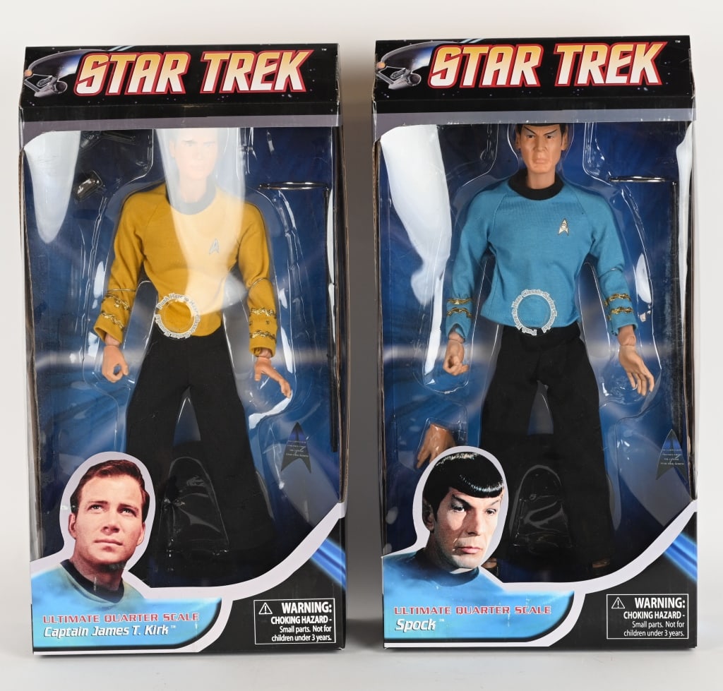 Diamond Quarter Scale Spock & Capt Kirk Mib Auction