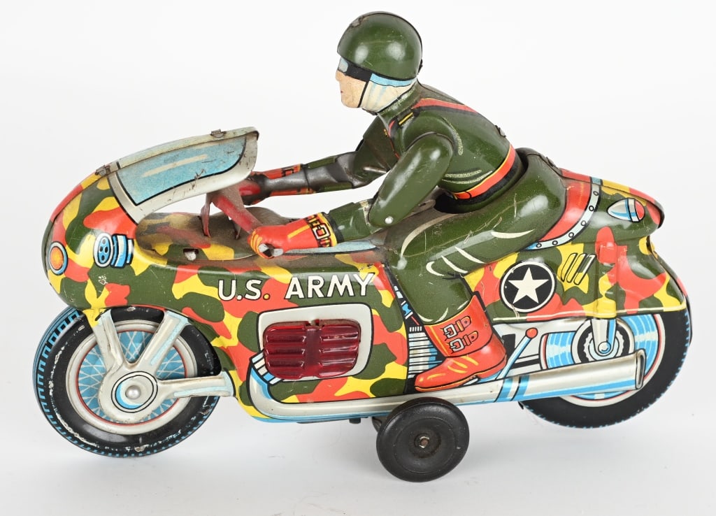 JAPAN TIN FRICTION US ARMY MOTORCYCLE (1 of 4)